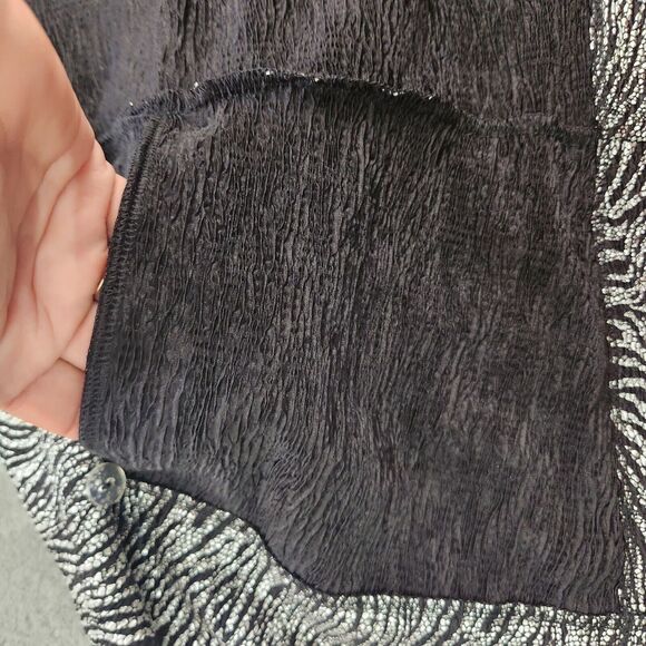 Chico's Black Metallic Silver Jacket Zip Zebra Size 1 Medium stretch Pockets - Picture 12 of 15